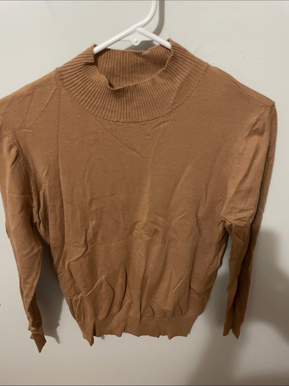 Love Tree Camel Ribbed Mock Neck Sweater